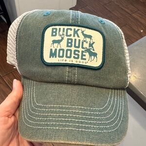 Life Is Good Green and White Mesh Hat